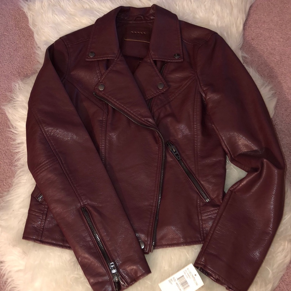 Brand new maroon faux leather jacket